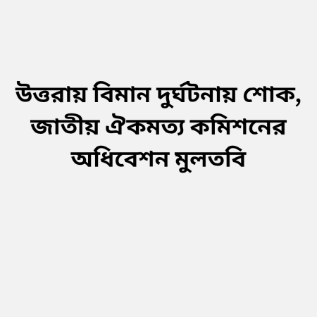 উত্তরায় বিমান দুর্ঘটনায় শোক, জাতীয় ঐকমত্য কমিশনের অধিবেশন মুলতবি