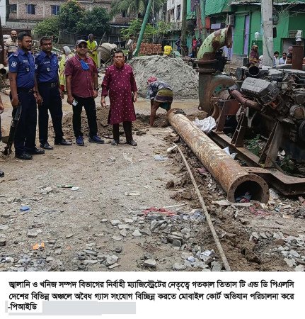 দেশের বিভিন্ন এলাকায় অবৈধ গ্যাস সংযোগ বিচ্ছিন্নকরণ অভিযান অব্যাহত