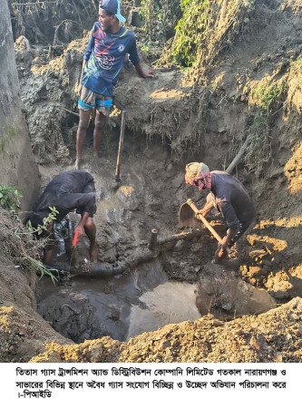 অবৈধ গ্যাস সংযোগ বিচ্ছিন্নকরণে তিতাস গ্যাসের মোবাইল কোর্ট অভিযান