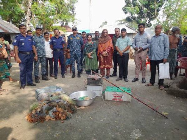 ইলেকট্রিক শকে মাছ শিকারে জরিমানা সহ মালামাল জব্দ, তৎপর প্রশাসন